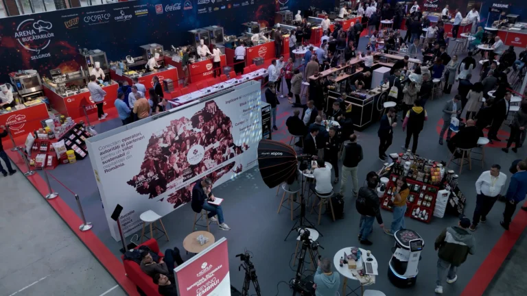 productie video bucuresti standul Asociatiei HORA la Food Expo vazut de sus